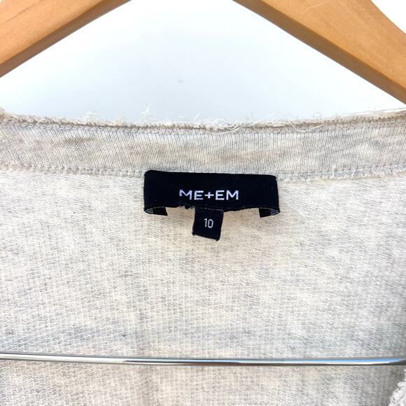 ME+EM Cotton Heather Gray Grey Cardigan Sweater Size 10 Light Minimalist - Picture 3 of 8